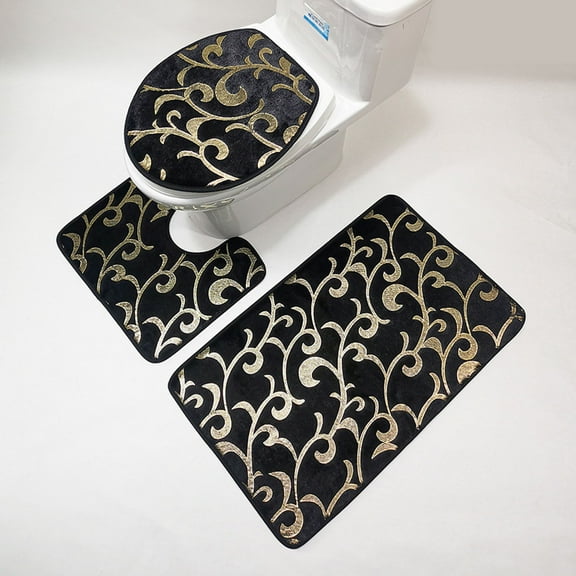 HKEJIAOI Non-Slip Super Soft Absorbent Washable Bathroom Rug Set of 3, Thick Comfort Floor Mat for Bathroom & Shower