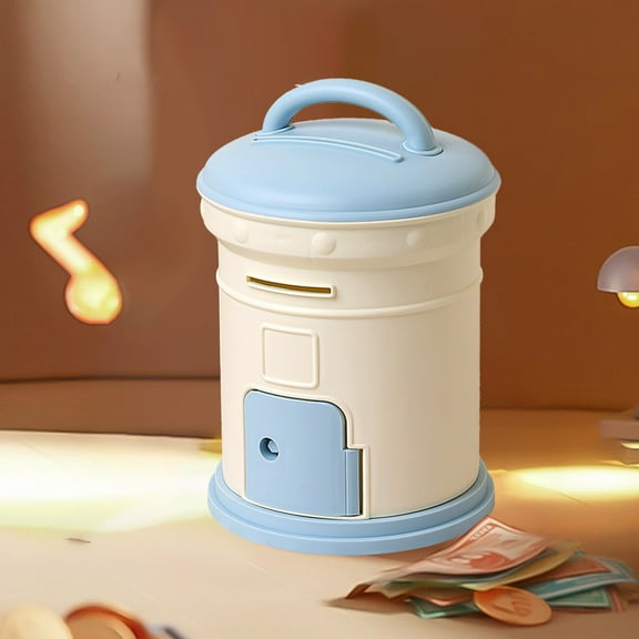 HKEJIAOI Plastic Money Saving Bank with Lock, Mini Mailbox Coin Bank for Cash Storage, Desktop Decorative Savings Box, Portable Deposit Box with Handle, Home Office Gift