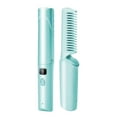 thumbnail image 1 of HKEJIAOI Sister Birthday Gifts USB Hair Straightener Brush Hair Styling Tool Portable with 3 Temperature Level Heated Hair Straightener Comb Hot Comb Green, 1 of 5