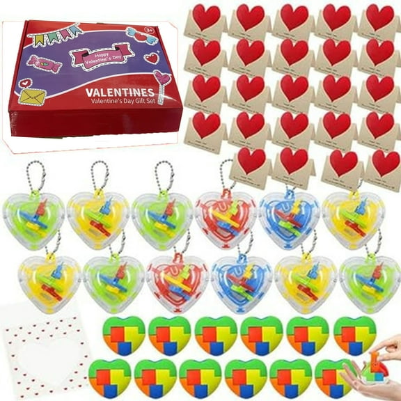 HKEJIAOI Valentine's Day Countdown Advent Calendar with Mini Toys and Cards, Heart Shaped Surprise Gift Set for Adults, Party Favors and Home Decor