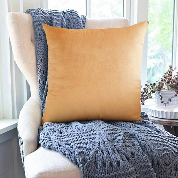 HKEJIAOI Velvet Pillow Cushion 15.7"x15.7" Sofa Chair Backrest Support with Hidden Zipper for Home Decor