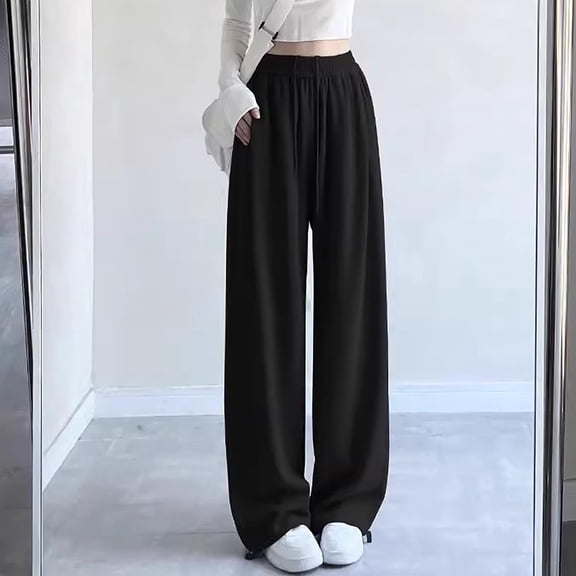 Lopecy-Sta Wide Leg Sweatpants for Kids Loose High Waisted Baggy Lounge Pants Drawstring Athletic Flared Joggers with Pockets