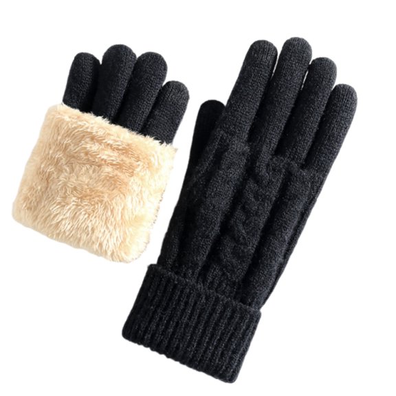 HKEJIAOI Winter Gloves for Women Thermal Fleece Touchscreen Knit Warm Snow Gloves for Running Cycling Riding Cold Weather