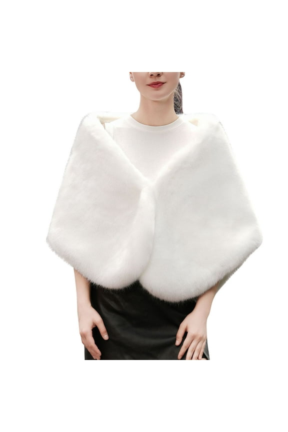 Women's Shawl Faux Fur Winter Bridal Fur Wraps and Shawls Bride Wedding Fur Cape for Bridesmaids Gift for Women
