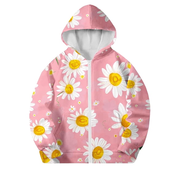 Lopecy-Sta Zip Up Jackets for Kids Fashion Cute Print Long Sleeve Pocket Zipper Hoodies Coat Jacket for 4-12 Years Kids