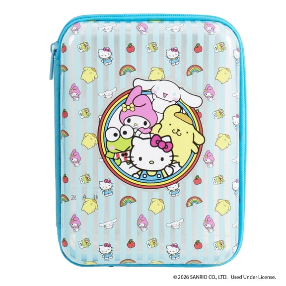 Hello Kitty and Friends Clear Pencil Case with Blue Stripes
