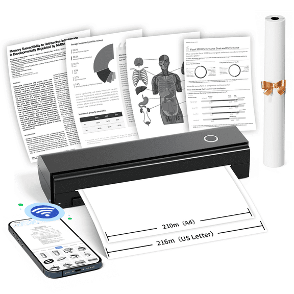 HKHKPI N80 Portable Printer, Thermal Inkless Printer Fit for Android iOS Phones & Laptops for Travel Home Car Office