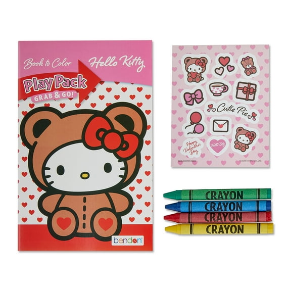 Hello Kitty Valentine's Day Grab & Go Play Pack, 24-Page Mini Coloring Book - Kids Activity by Bendon