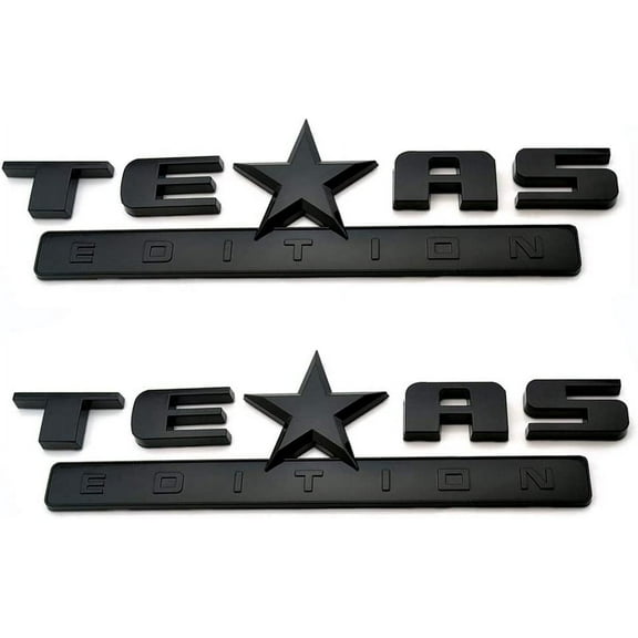 HKJF 2 Count All Black 3D Texas Edition Emblem Compatible with Chevy Silverado Sierra Truck Universal Decal