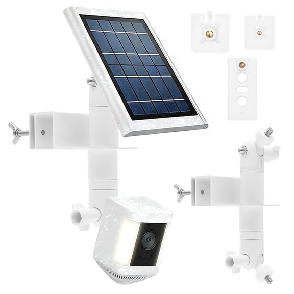 2 in 1 No Drill Gutter Mount Bracket for Ring Cameras and Solar Panel 360° Adjustable Outdoor Security Camera Mount Weatherproof Universal Compatibility
