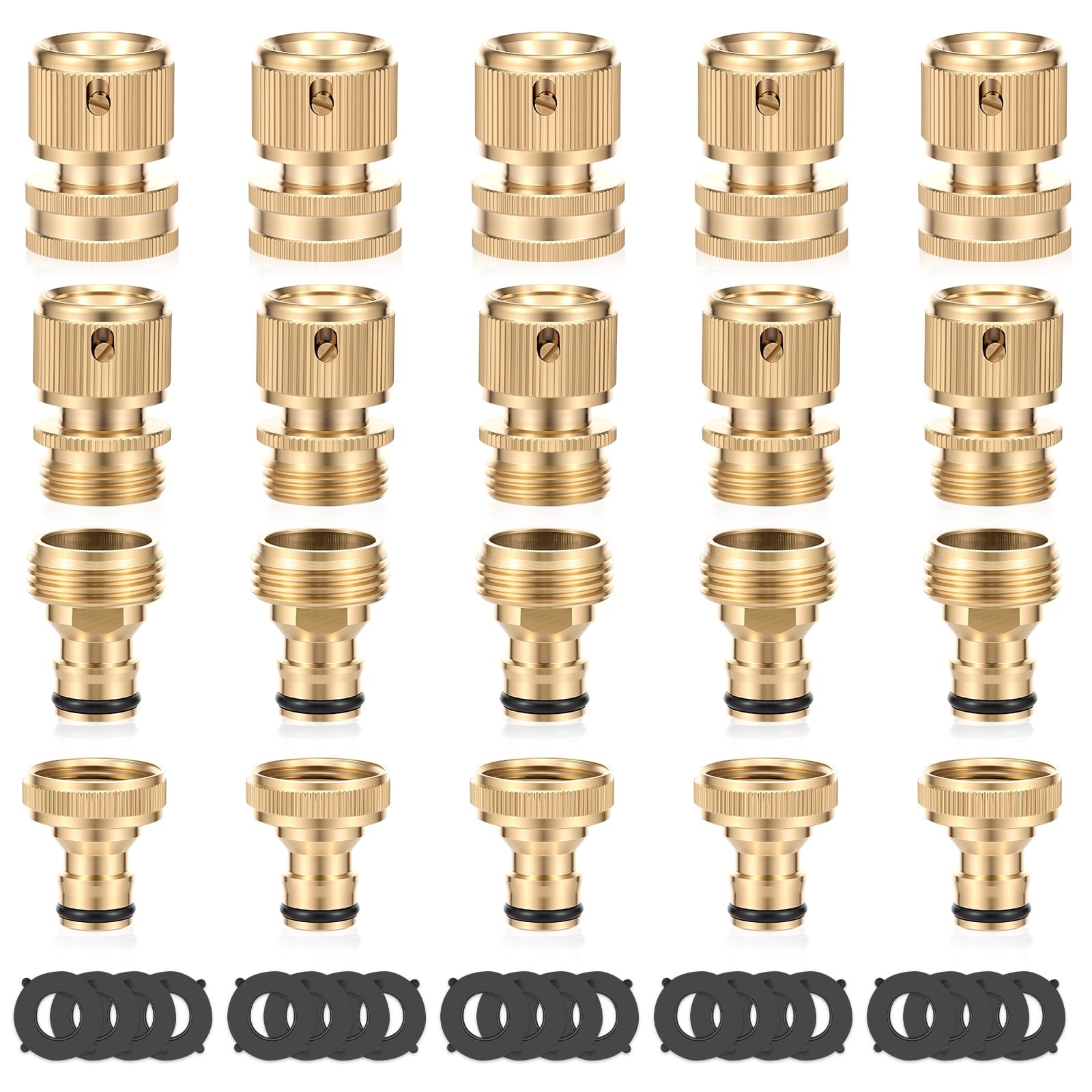 HKJUNFEI 20Pcs Quick Connect Hose Fitting Complete Kit with Standard Interface Sturdiness and Rust Resistance for Instant Connection