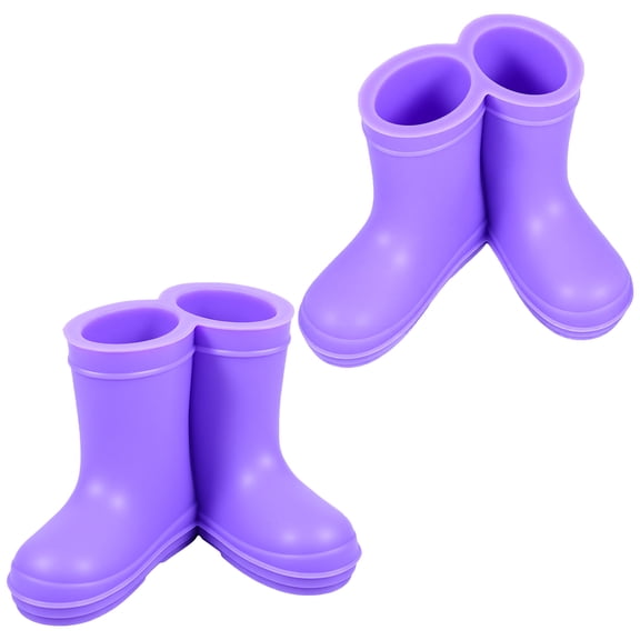 HKJUNFEI 2Pcs Rain Boot Toothbrush Holder with Dual Compartment & Drainage System Bathroom Organizer for Makeup Brush
