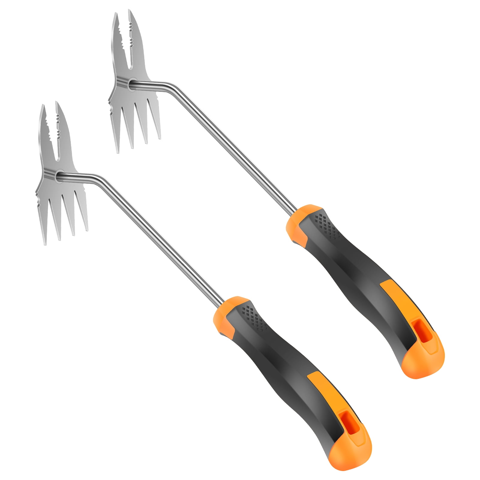 HKJUNFEI 2Pcs Weed Puller Tool with 2 in 1 Dual Head & Ergonomic Comfortable Grip Bionic Clamp Bite for Yard Farm Gardening Deep Roots