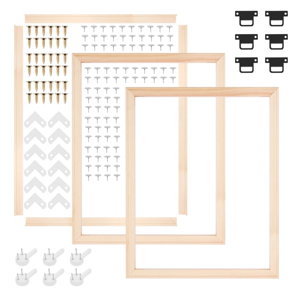 HKJUNFEI 3Pcs 16x20 Inch Solid Wood Canvas Stretcher Bars DIY Canvas Frame Kit with Hardware for DIY Oil Painting Diamond Art Home Decor