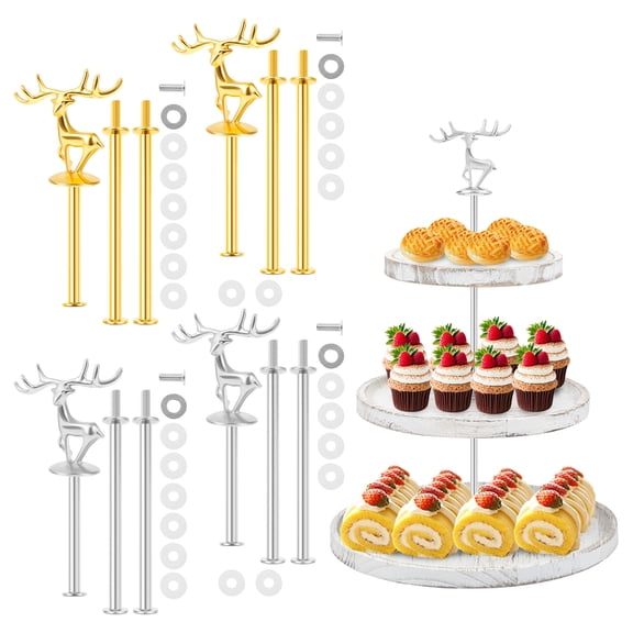 HKJUNFEI 4 Groups Cupcake Stand with Zinc Alloy Material Easy Assembly Cake Stand Fitting for Wedding Tea Party Baby Shower