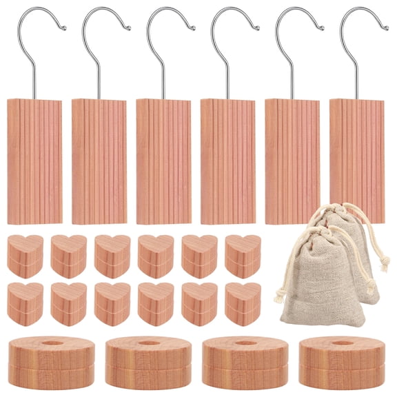 HKJUNFEI 40Pcs Cedar Blocks Long Lasting Freshness Aromatic Cedar Wood Piece for Storage Box Drawer Wardrobe Storage Clothes Ideal Freshener