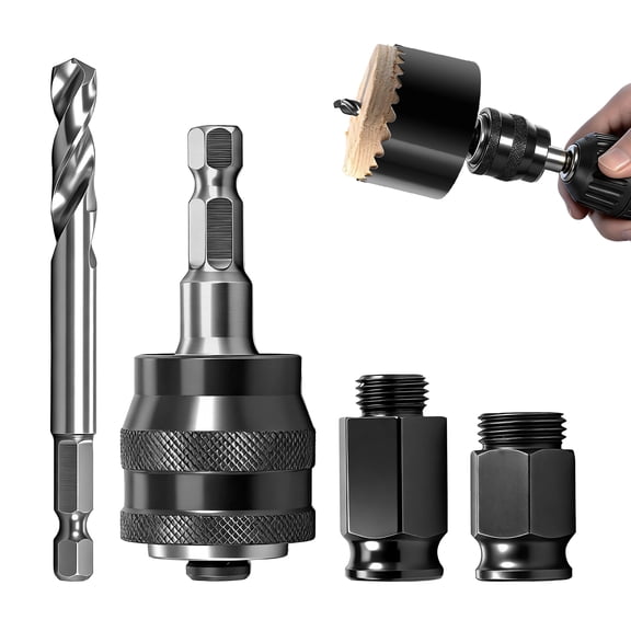 HKJUNFEI 4Pcs Hole Saw Mandrel System with Alloy Steel Compact Snap Lock Plus Mandrel System for Narrow Space