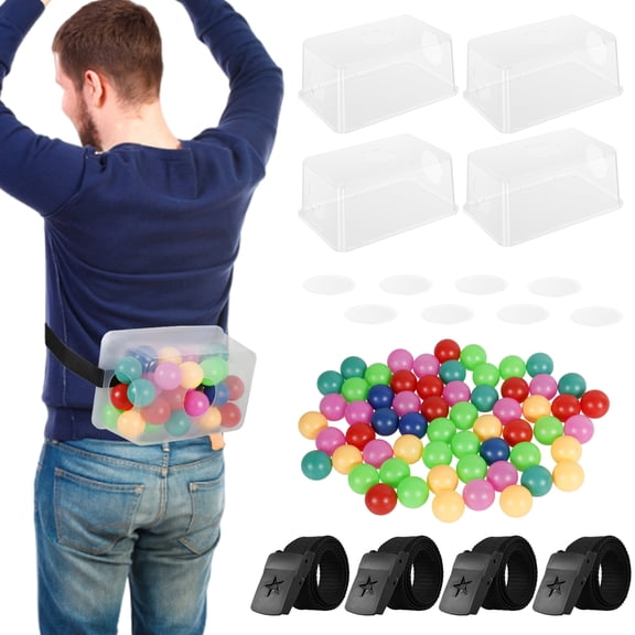 HKJUNFEI 4Pcs Shaking Ball Game Set with Plastic and Waist Belts Shaking Swing Balls Game for 4 Player Compete Simultaneousl