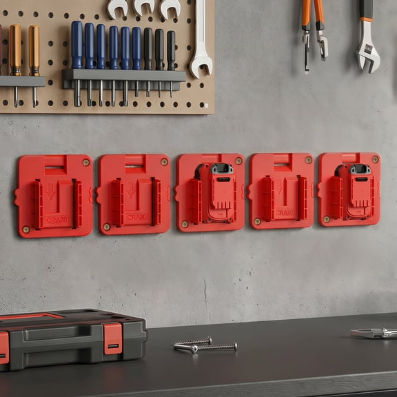 HKJUNFEI 5Pcs Battery Holder Mount Flexible Layout ABS Plastic Construction for CMCB201 Organize Garage Workshop Work Truck