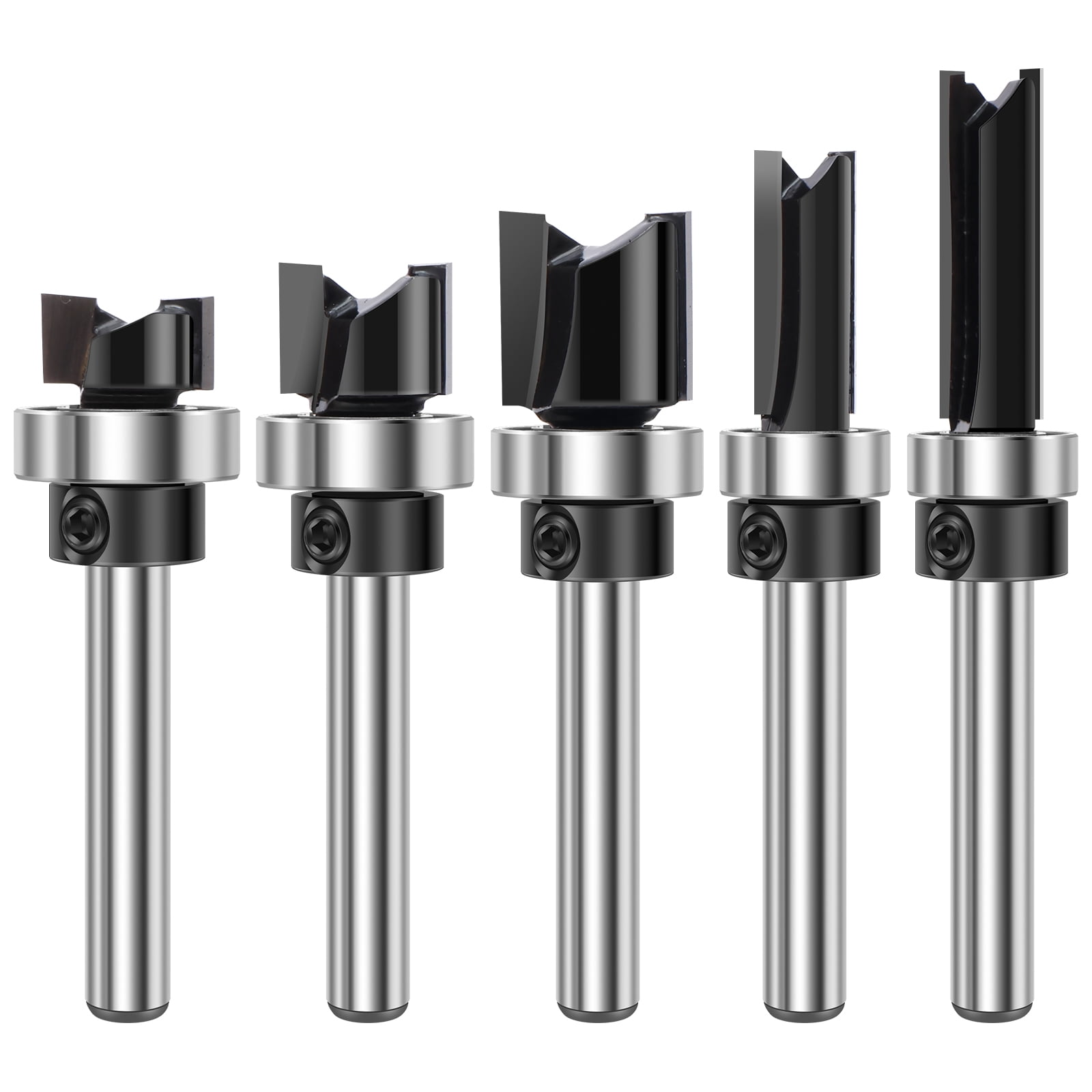 HKJUNFEI 5Pcs Flush Trim Router with Premium Alloy Blade High Hardness ...