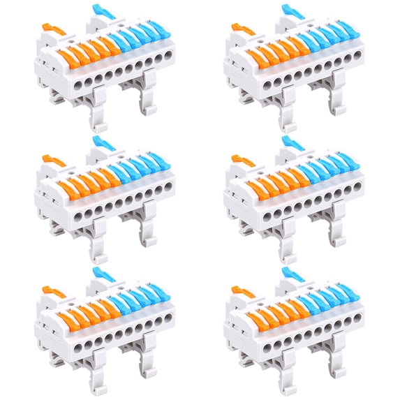 HKJUNFEI 6Pcs DIN Rail Terminal Blocks High Temperature Resistant for ...