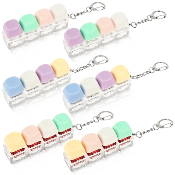 Hvxrjkn 6-Pack Silent Fidget Clicker Keychain – Silicone Cushioning, Stress Relief Toy for Adults, Ideal for Work, Travel & Gift