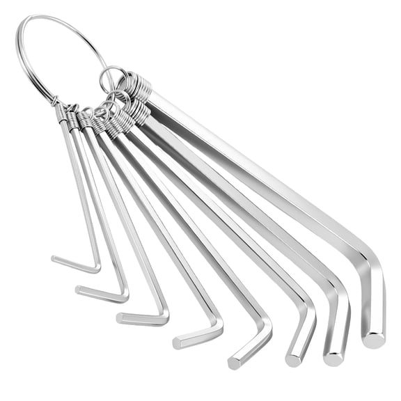HKJUNFEI 8-Pack Hex Key Set, 45# Steel Rust-Resistant L-Shape Wrenches with Extended Long Arms and Keyring for Perfect for Deep Holes & Tight Spaces