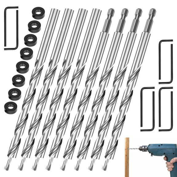 HKJUNFEI 8Pcs 3/8 Inch Pocket Hole Drill Bit Long Lasting and Sturdy Twist Step Drill Bit for Manual Pocket Hole Jig