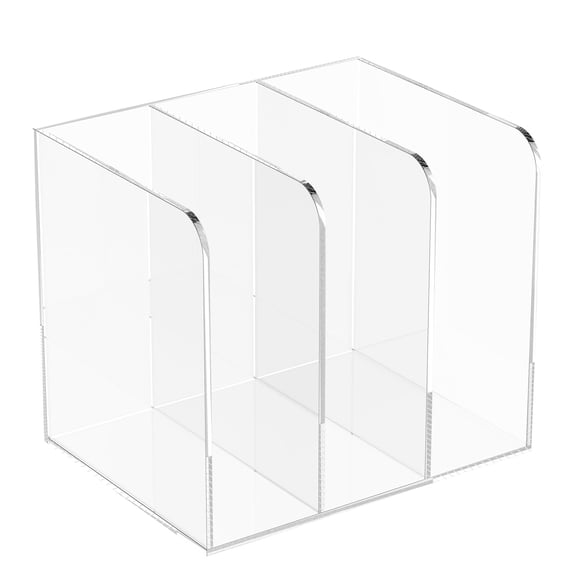 HKJUNFEI Acrylic Magazine Holder Spacious Compartments Magazine Rack Nonslip Rubber Feet Desk Organizer for Home Office and School