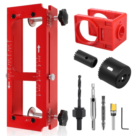 HKJUNFEI Aluminum Alloy Door Hinge Template Length Adjustable Mortise Fits 2-1/2" to 3-1/2" Hinge Thicknesses for Knob and Deadbolt Installation