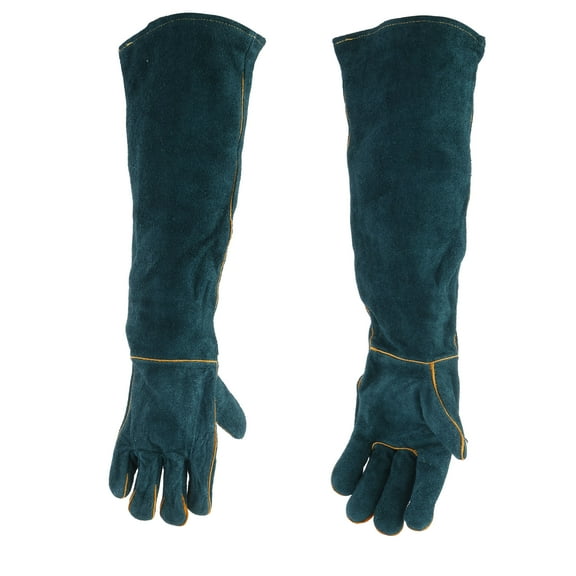 HKJUNFEI Animal Handling Gloves with Thickened Cowhide Leather Comfortable and Safe Bite Proof Gloves for Pet Dog Cat Bird Reptile