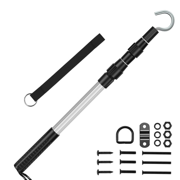 HKJUNFEI Attic Pull Down Hook Set with Aluminum Alloy 3 Section Telescoping Rod Robust and Enduring for Garage Door