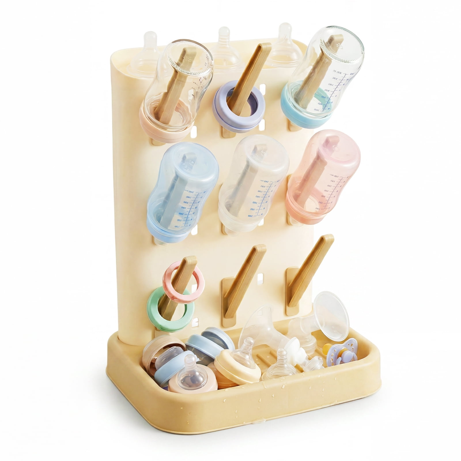 HKJUNFEI Baby Bottle Drying Rack with Removable Bottom Drip Tray Anti Dumping for Nipple Pump Part and Accessories
