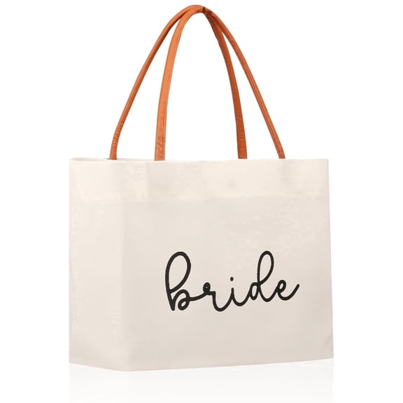 Hvxrjkn Canvas Tote Bag Bride Exclusive Versatile Bride Tote for Engagement Wedding Bachelorette Party Honeymoon Beach Travel ( White )