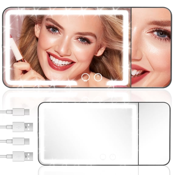 HKJUNFEI Car Sun Visor Vanity Mirror Universal Fit and Lightweight LED Vanity Mirror Adjustable Brightness for Car SUV Truck