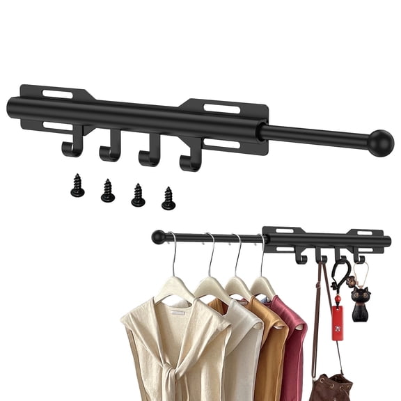 OKYMOTOR Closet Wardrobe Valet Rod with Carbon Steel Telescopic Pull Out Closet Rod for Home Laundry Room Narrow Entrance