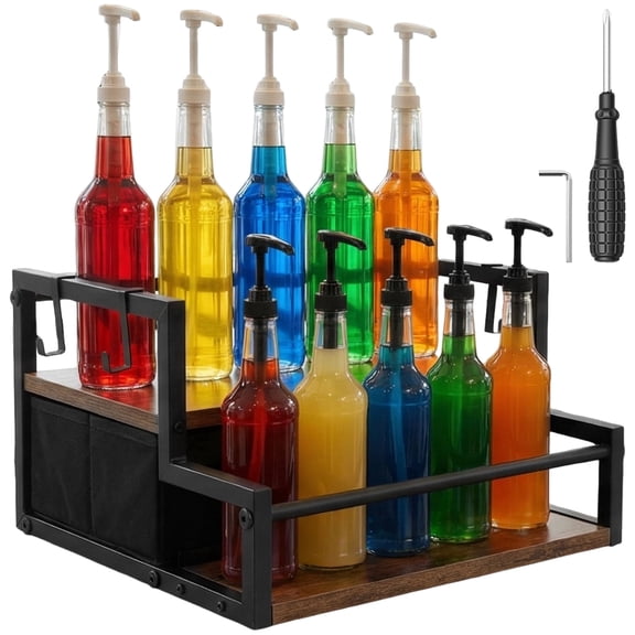 Hvxrjkn Coffee Syrup Rack Organizer Sturdy and Stable Syrup Storage Shelf for Coffee Bar Wine Rack Storage Shelf for Syrup