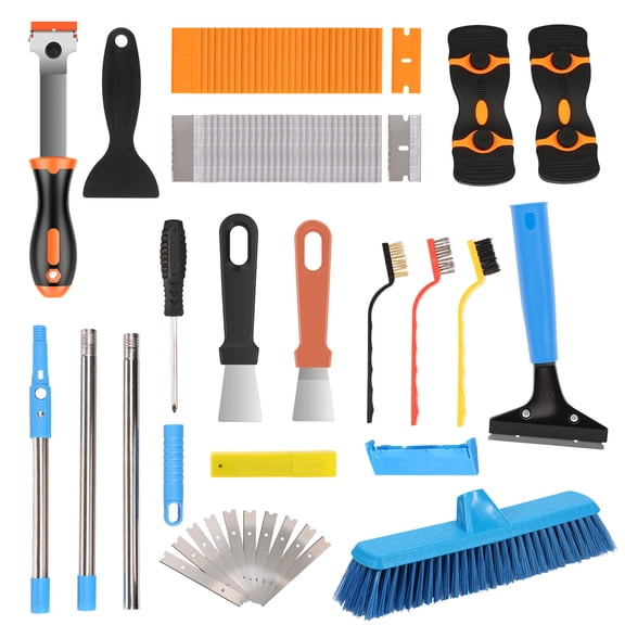 HKJUNFEI Floor Scraper Tools Kit Labor Saving Cleaning Scraper and Brushes Set No Surface Damage for Floor Wall Kitchen