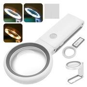 HKJUNFEI LED Magnifying Glass Adjustable Light Dual Modes Lighted Handheld Magnifier for Reading Repairing Sewing Drawing