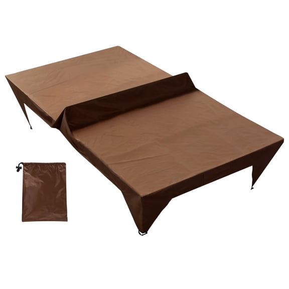 HKJUNFEI Ping Pong Table Cover with 210D Oxford Fabric Table Tennis Cover Easy to Install for Home or Sports Event ( Coffee Color )