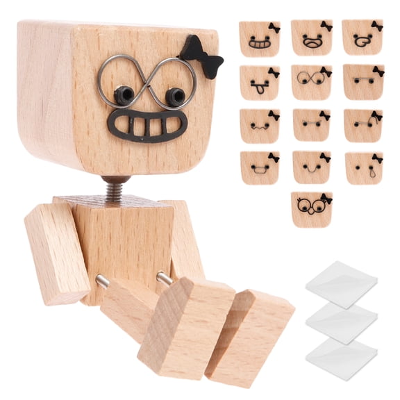 HKJUNFEI Shaking Wooden Man Figurine 12/13 DIY Expressions Shaking Feet Wooden Doll for Dashboard Desk Decor Relaxing Vibes