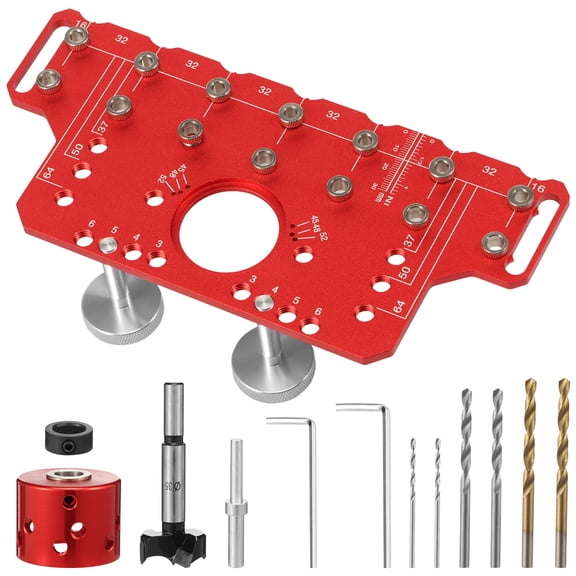HKJUNFEI Shelf Pin Jig with Aluminum Alloy Impact Resistance for Cabinet Doors Bookshelves Wardrobes and DIY Woodworking Projects