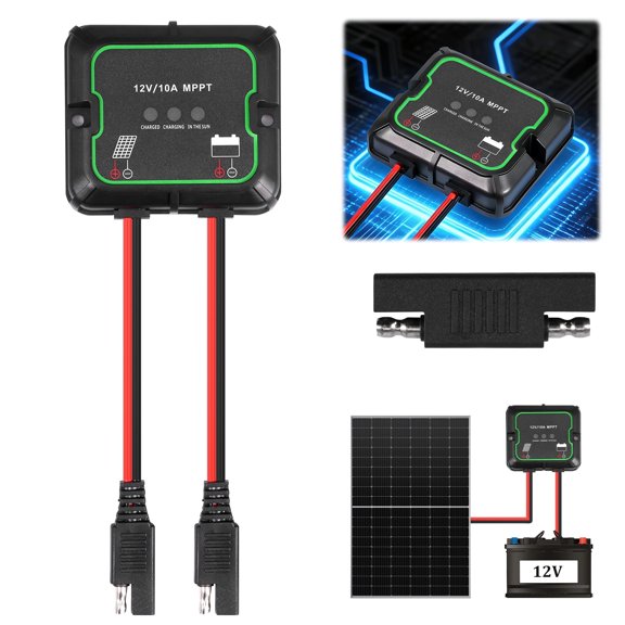 HKJUNFEI Solar Charge Controller with 3 Clear LED Indicators Waterproof MPPT Solar Controller for AGM Gel Flooded and Lithium Battery