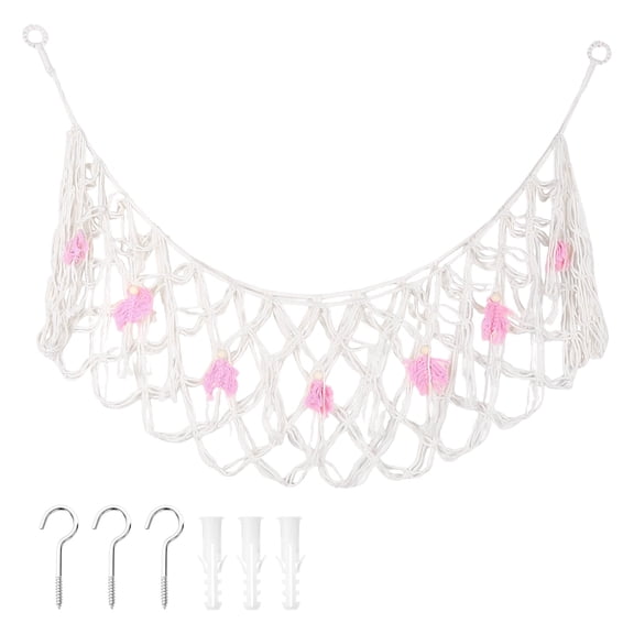 HKJUNFEI Stuffed Animal Hammock with Tassels without Slipping or Sagging Stuffed Animal Storage Hammock for Kids Room Playroom