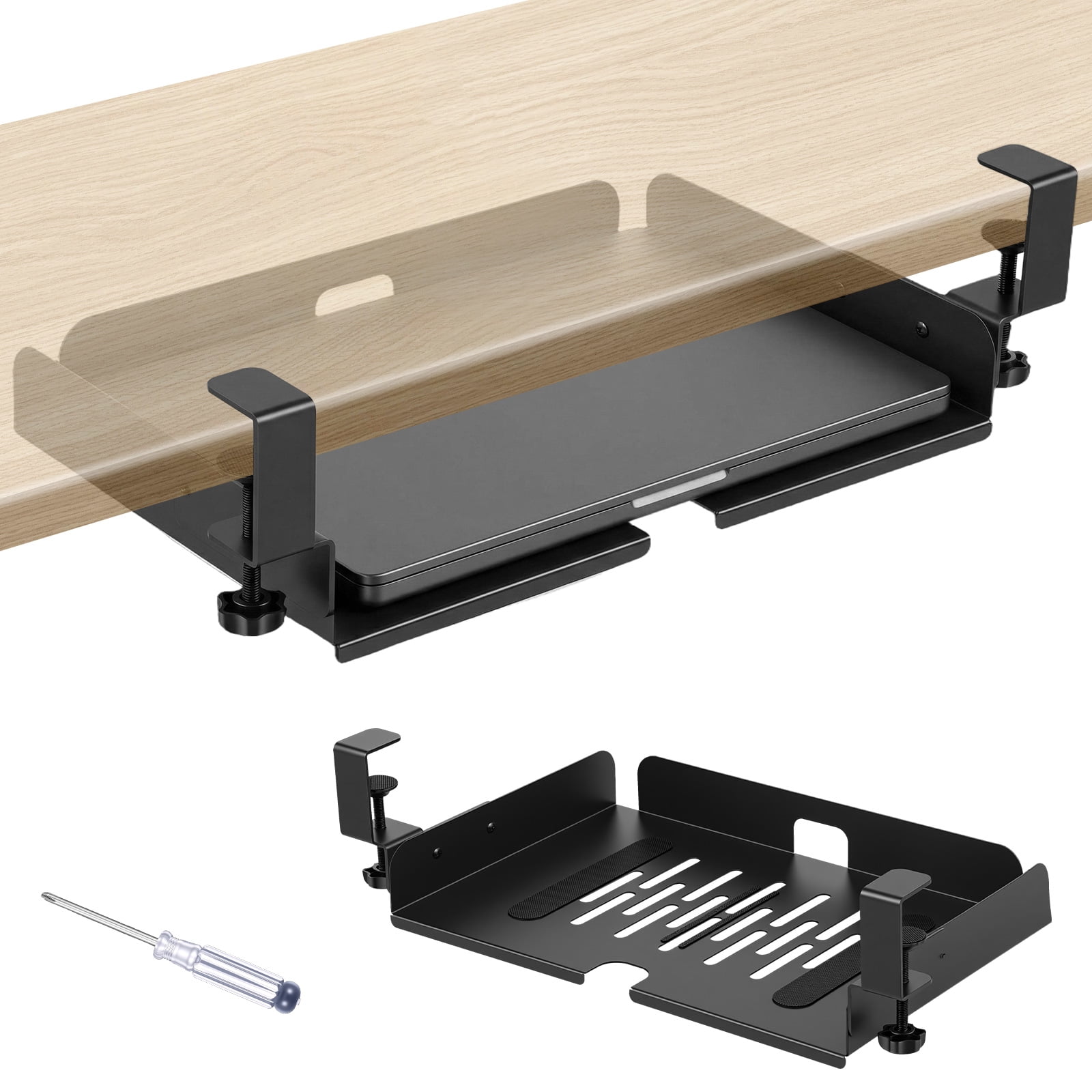 HKJUNFEI Under Desk Laptop Storage Shelf Clamp Mount Design Scratch Resistant Wear resistant and Rust Resistant for Home Office Dorm