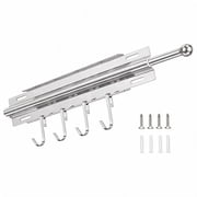 Valet Rod for Closet Pull Out Fits Wardrobe, Stainless Steel Slide Out Clothes Rail with 4 Detachable Hooks, Heavy Duty Top Mount Closet Organizer Bar for Belts Ties