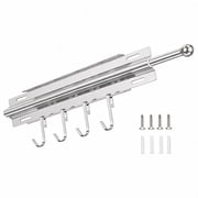 Valet Rod for Closet Pull Out Fits Wardrobe, Stainless Steel Slide Out Clothes Rail with 4 Detachable Hooks, Heavy Duty Top Mount Closet Organizer Bar for Belts Ties