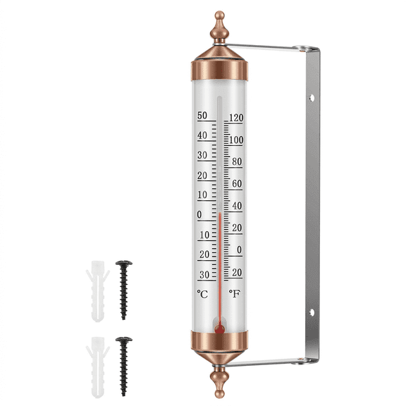 Hvxrjkn Indoor Outdoor Thermometer No Battery Needed, Decorative Vintage Bronze Wall Mounted Patio Thermometer Large Display Temperature Gauge