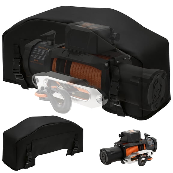 HKJUNFEI Winch Cover Waterproof and Dustproof Cover for Winch Fits Most 8000-12000 Lbs Winch Models for Truck SUV and Large UTV