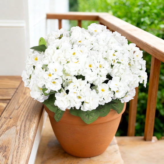 HKKDKTA 6 Pcs Artificial Geranium Outdoors Flowers,UV Resistant Plants Faux Flowers,Geranium Silk Outdoor for Home Kitchen Table Centerpieces Decor.